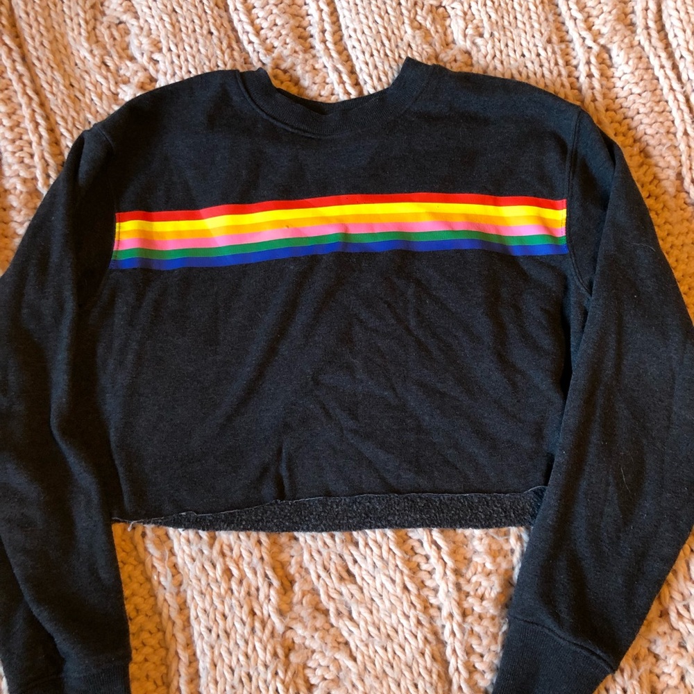 F21 Rainbow cropped shirt